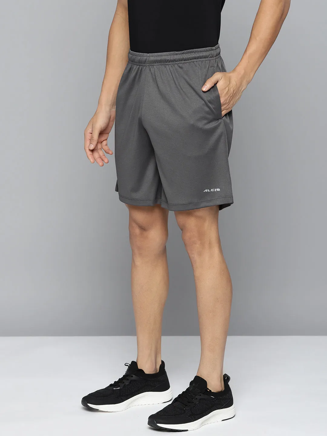 Alcis Men Grey Solid Running Sports Shorts