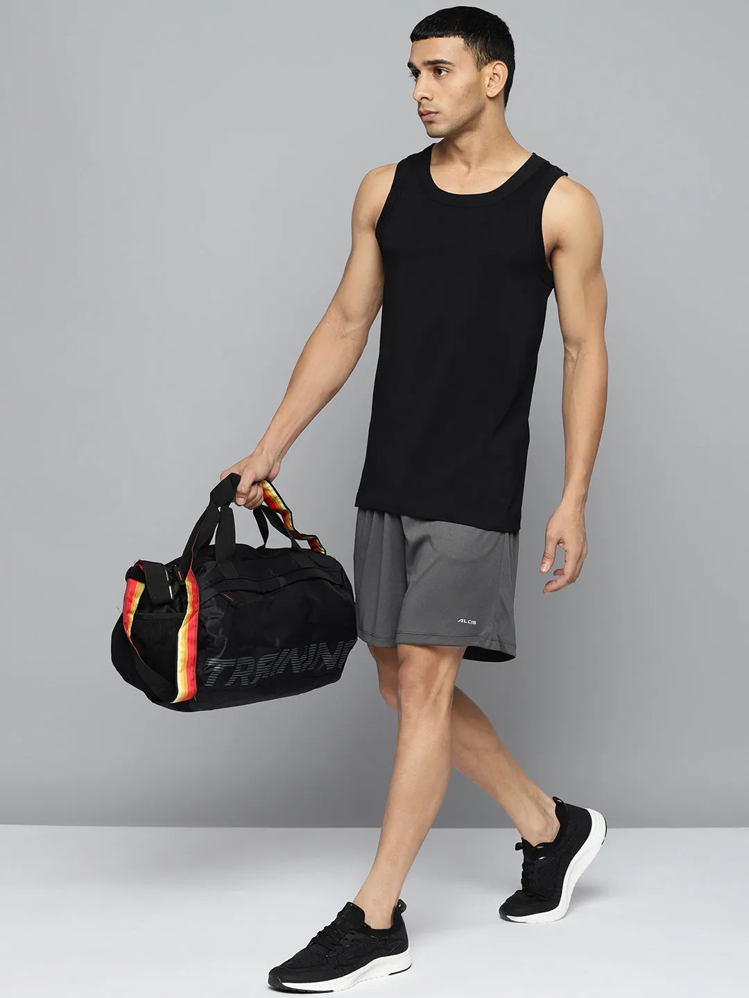 Alcis Men Grey Solid Running Sports Shorts