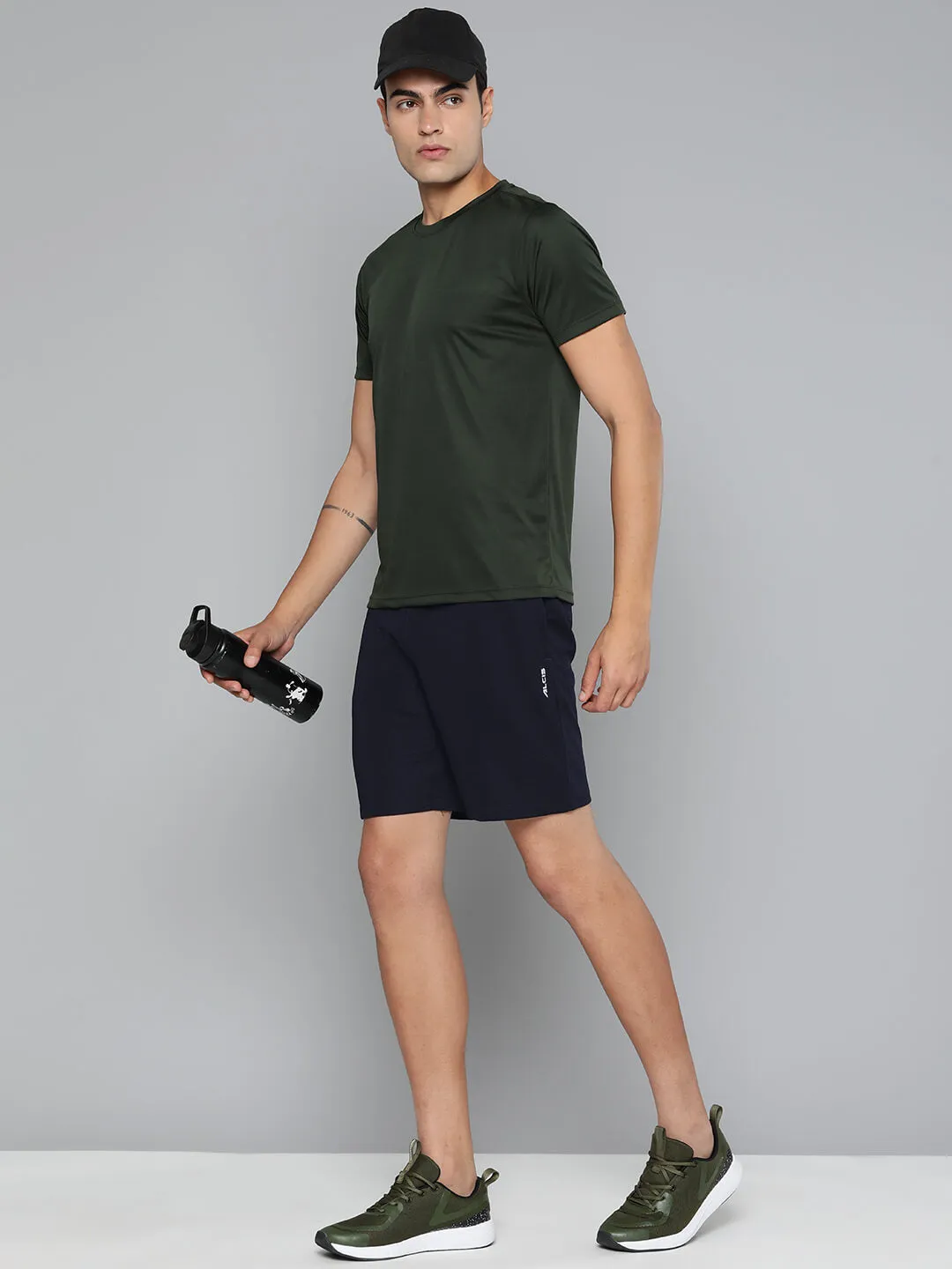 Alcis Men Navy Blue Slim Fit Drytech  Training or Gym Sports Shorts