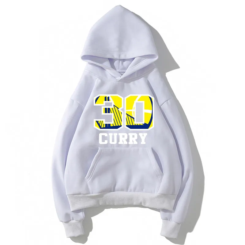 Basketball Fleece Hoodies - Solid Color Basketball Series Curry Logo Icon Super Cool Fleece Hoodie