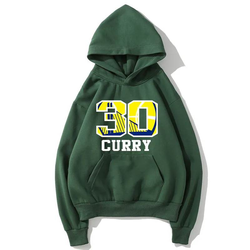 Basketball Fleece Hoodies - Solid Color Basketball Series Curry Logo Icon Super Cool Fleece Hoodie