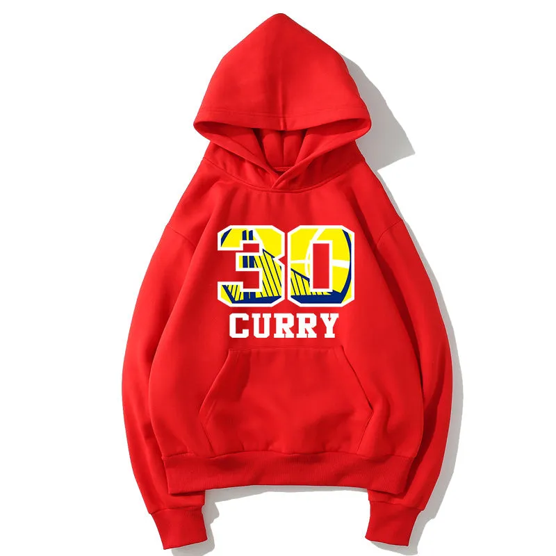 Basketball Fleece Hoodies - Solid Color Basketball Series Curry Logo Icon Super Cool Fleece Hoodie