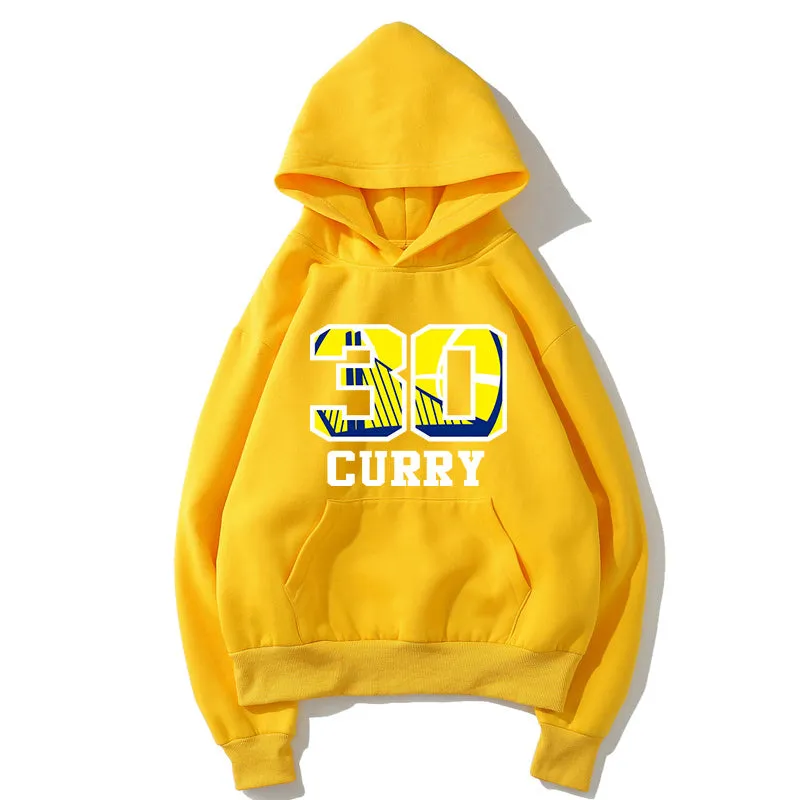 Basketball Fleece Hoodies - Solid Color Basketball Series Curry Logo Icon Super Cool Fleece Hoodie