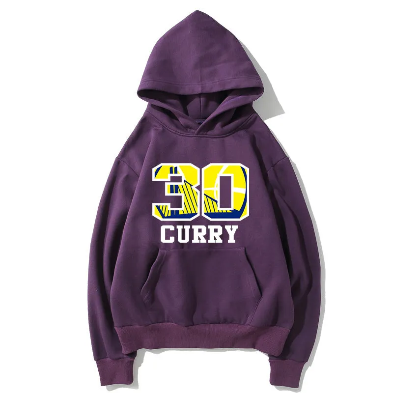 Basketball Fleece Hoodies - Solid Color Basketball Series Curry Logo Icon Super Cool Fleece Hoodie