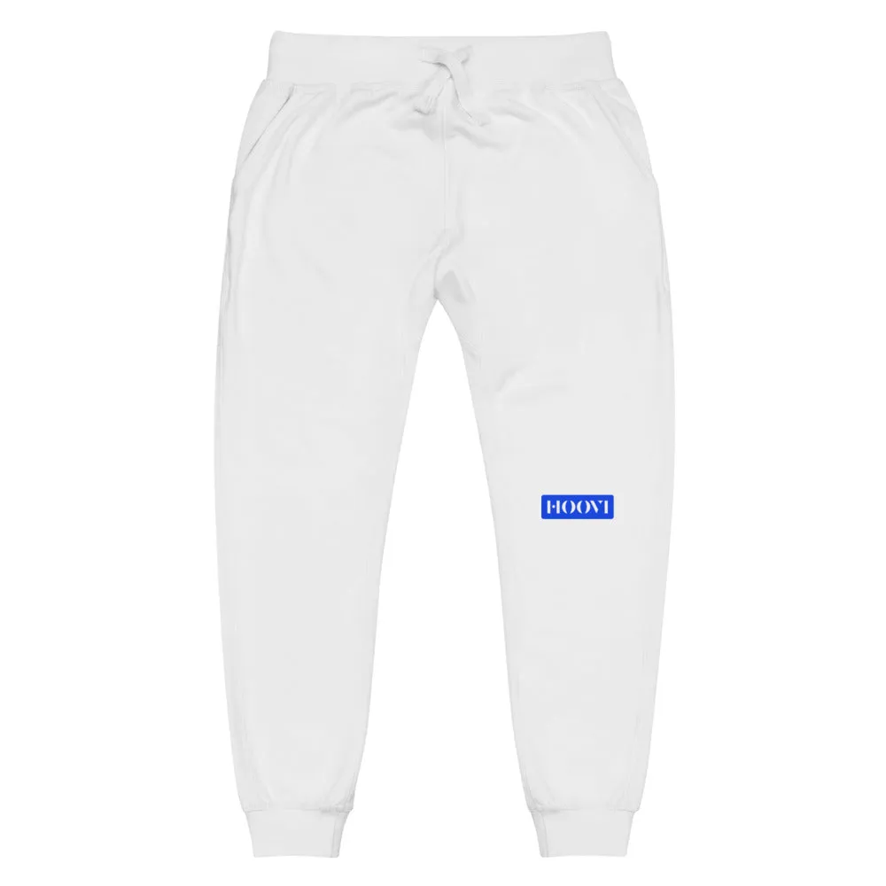 Capital H's Unisex Fleece Sweatpants (White Hoovi Print) Royal Blue Logo