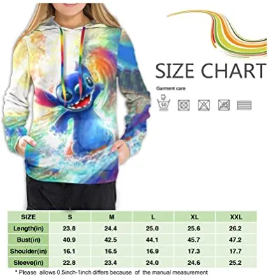 Girls Anime Novelty Naughty lilo and Stitch Hoodie Pullover Sweatshirt