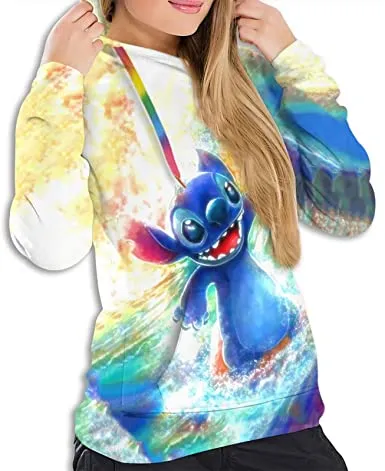 Girls Anime Novelty Naughty lilo and Stitch Hoodie Pullover Sweatshirt