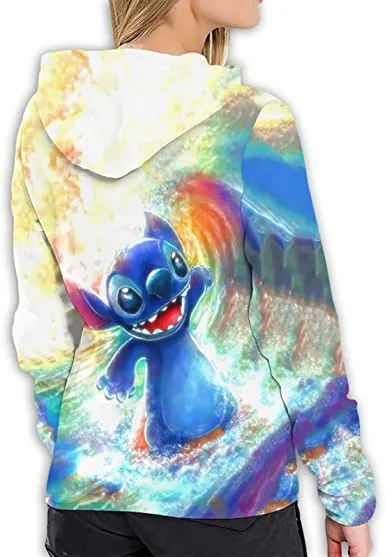 Girls Anime Novelty Naughty lilo and Stitch Hoodie Pullover Sweatshirt