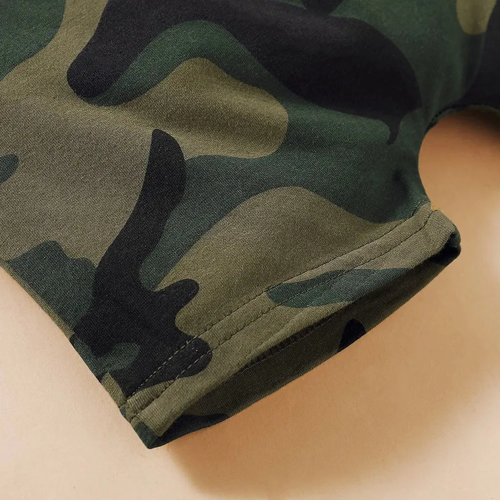 Letters Print Sleeveless Vest Top   Camouflage Shorts 2PCS Outfit Summer Clothing - Kids Toddler Baby Boy Fashion Clothes Set