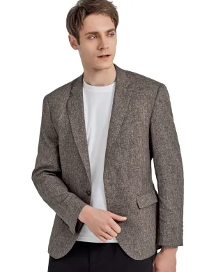Men's Casual Suit Jacket Sports Coat Business Suit One Button, 020-Brown