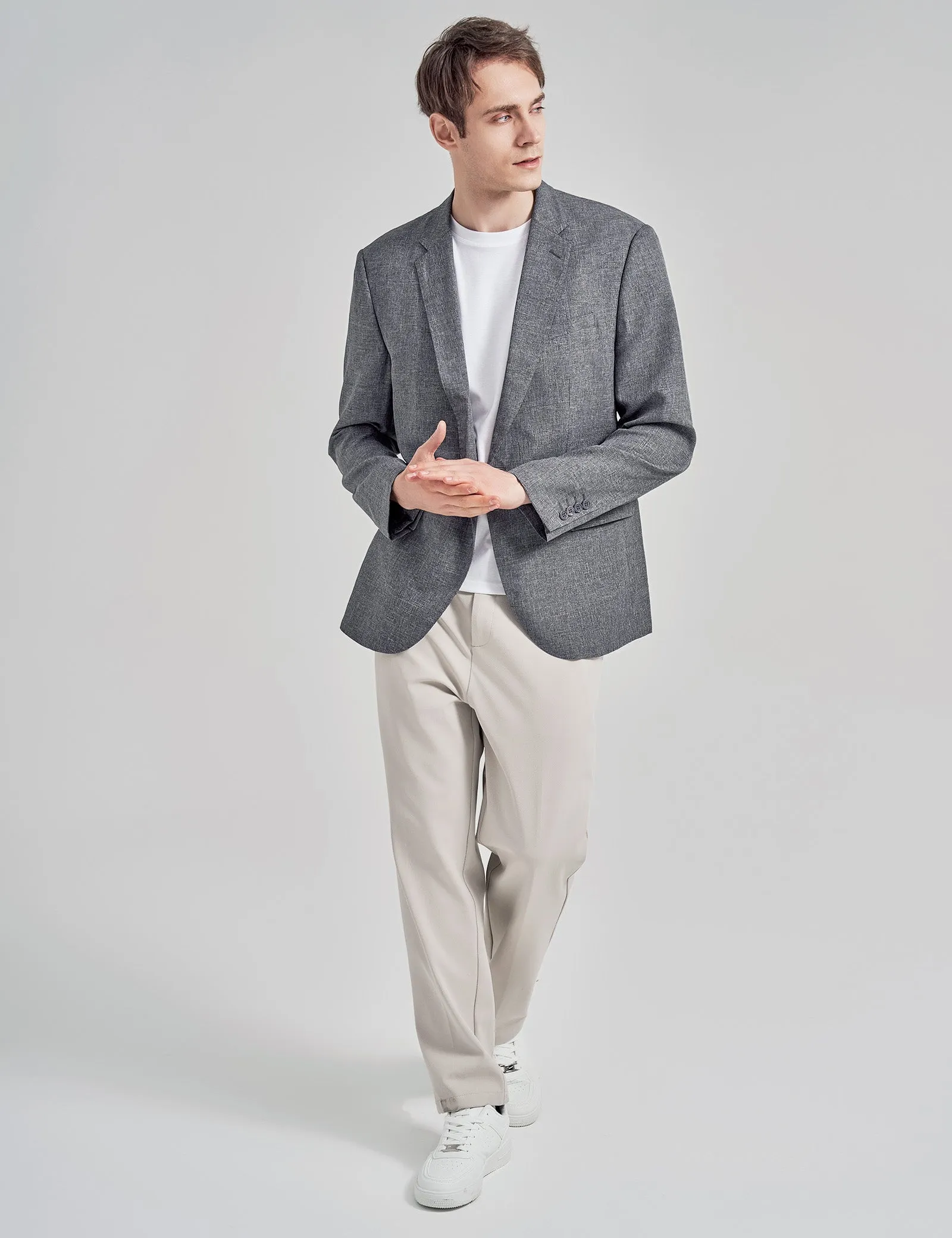 Men's Casual Suit Jacket Sports Coat Business Suit One Button, 020-Gray