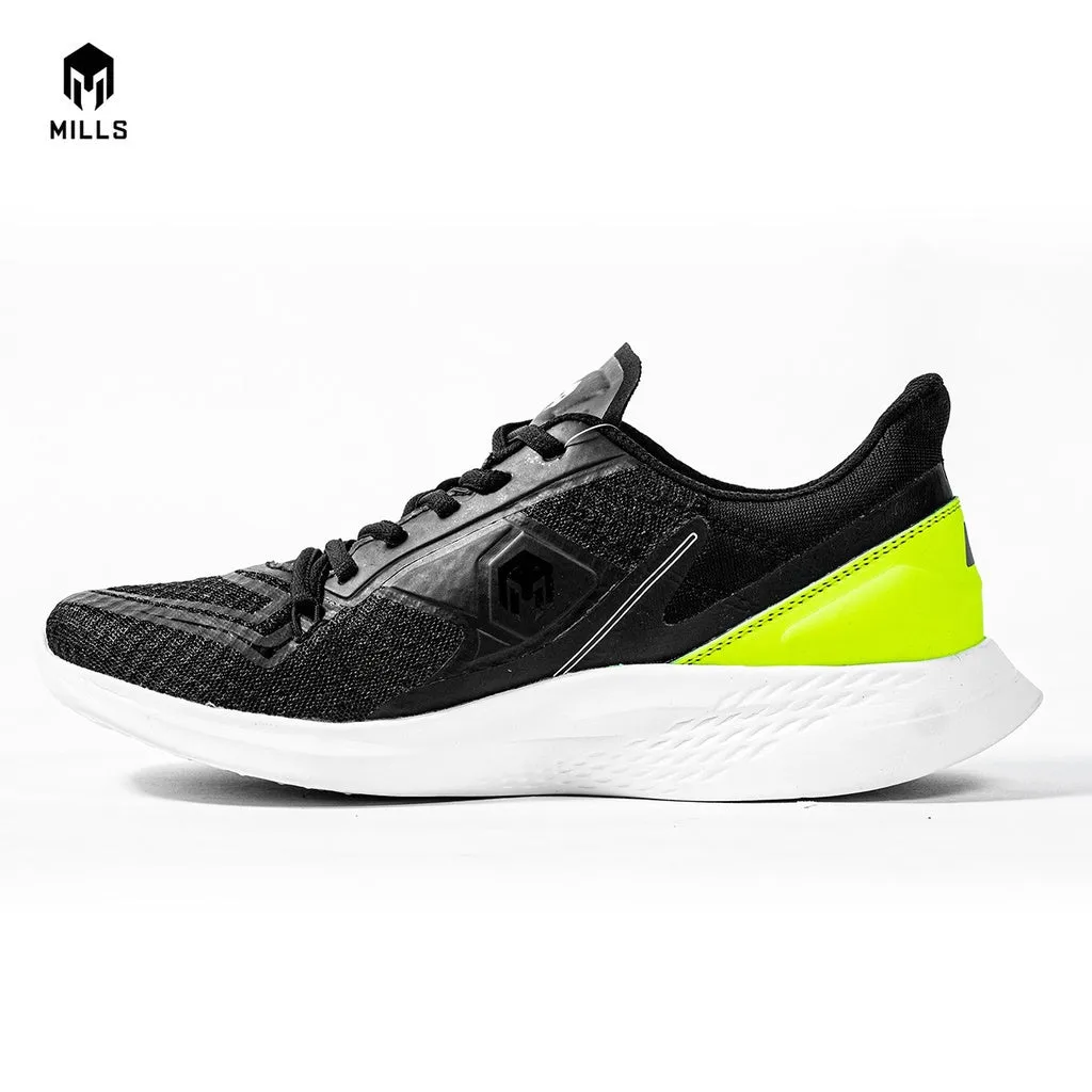 Mills Sepatu Lari Running Shoes Treximo Omega Black/Neon Green/White  9100101
