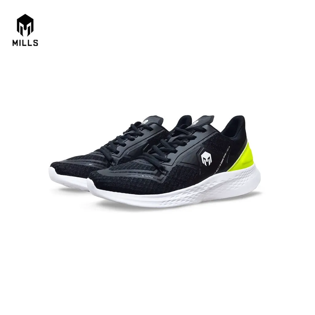 Mills Sepatu Lari Running Shoes Treximo Omega Black/Neon Green/White  9100101