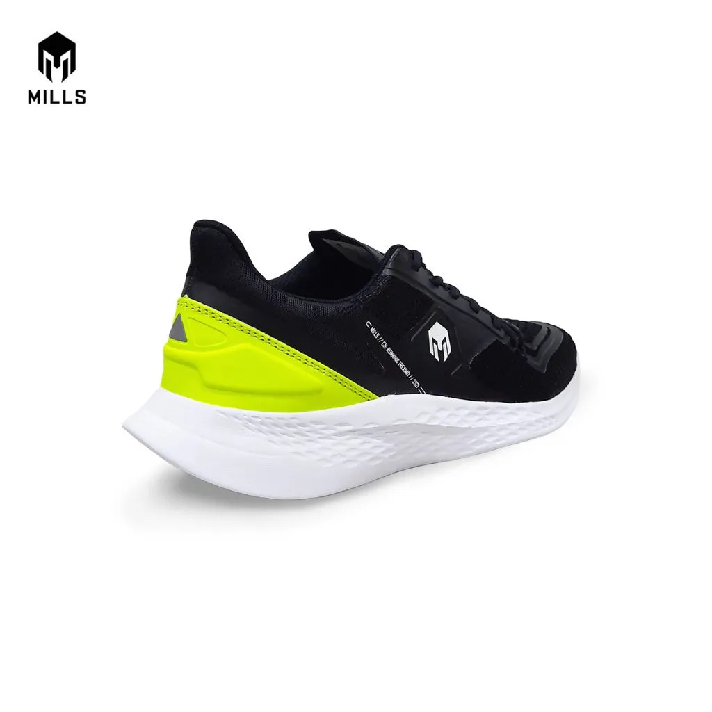 Mills Sepatu Lari Running Shoes Treximo Omega Black/Neon Green/White  9100101