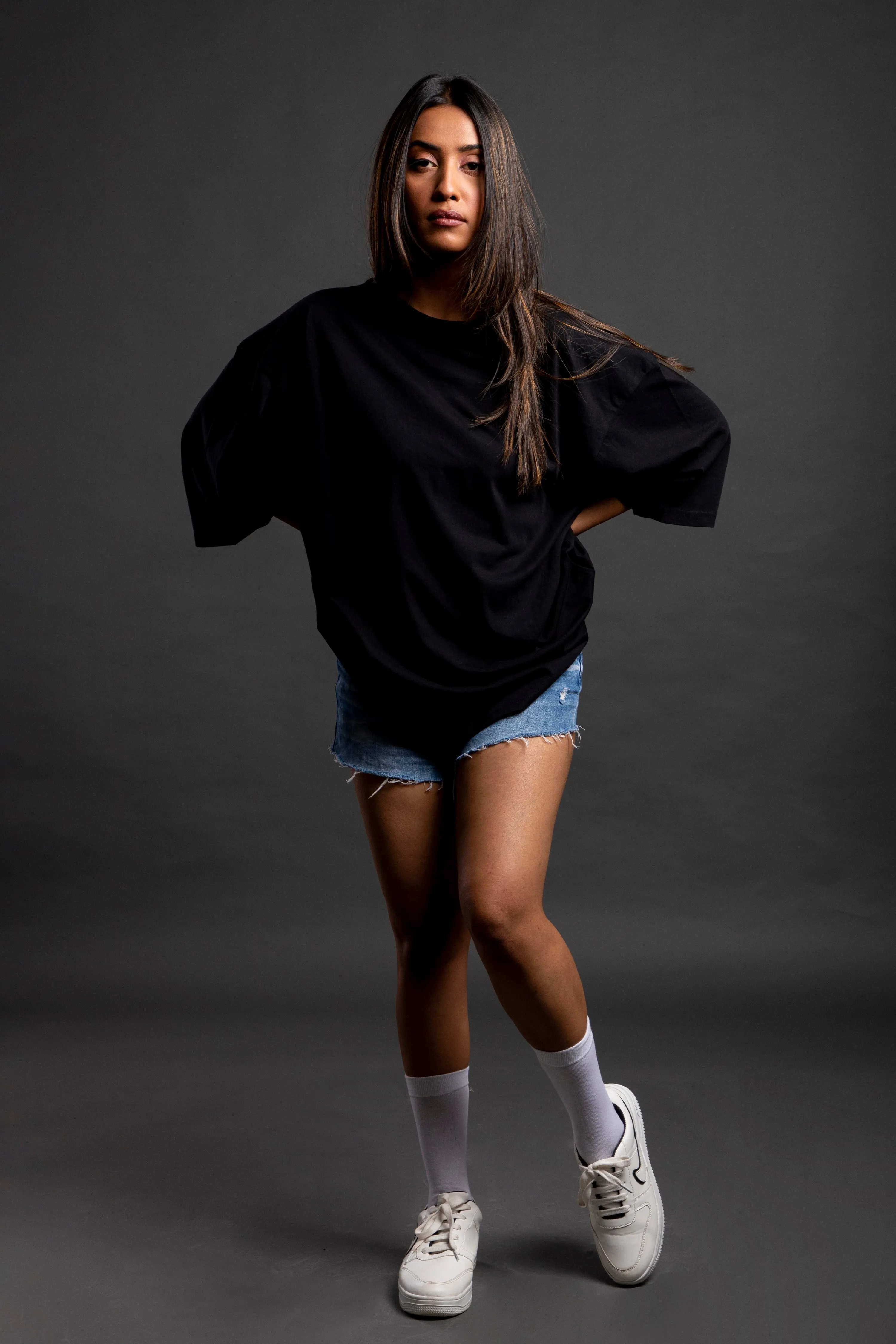 RAVEN -  Women's SOLID Over Size Tee#4