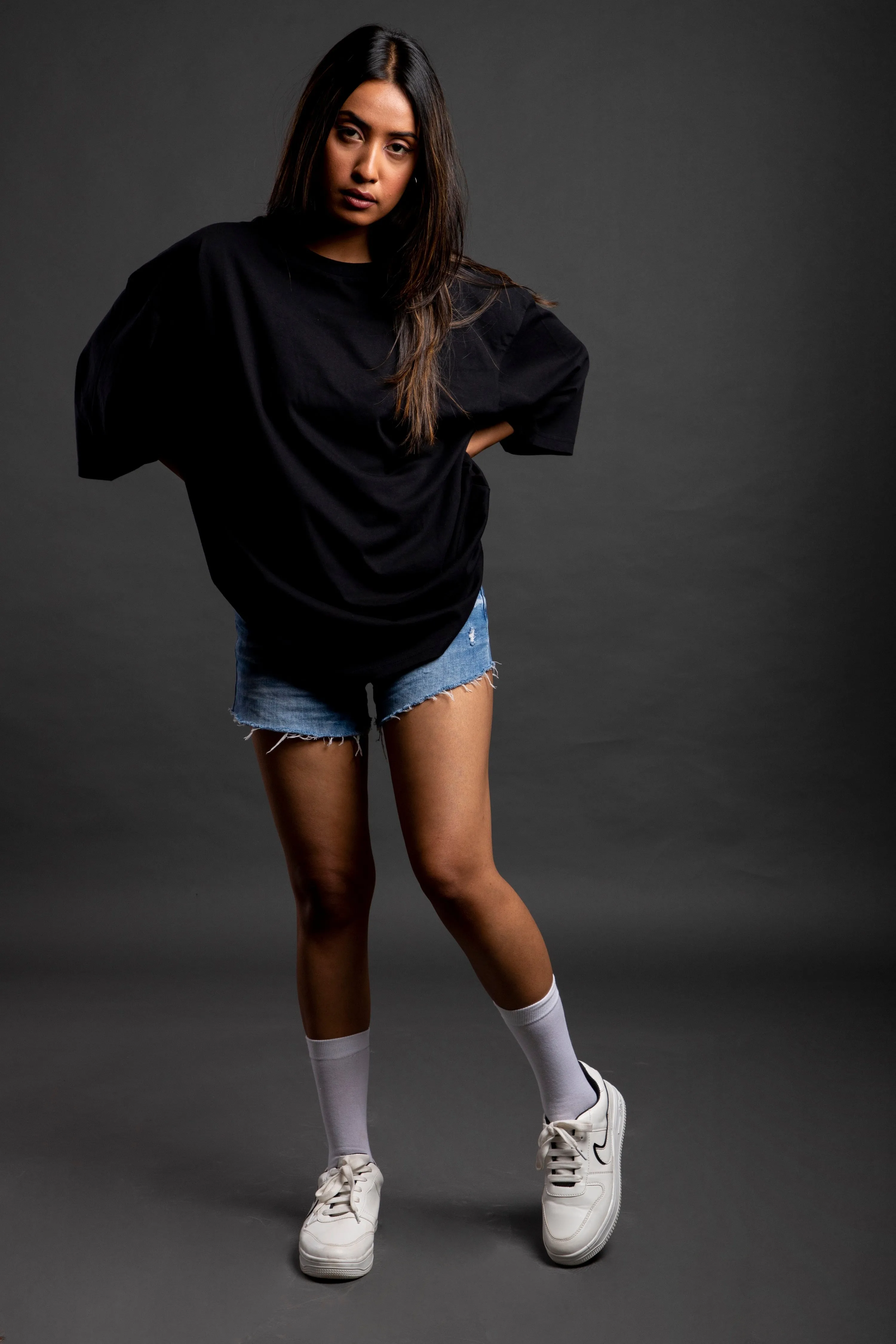 RAVEN -  Women's SOLID Over Size Tee#4