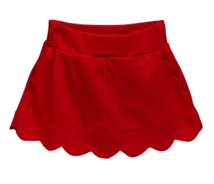 Red Pima Scallop Skirt