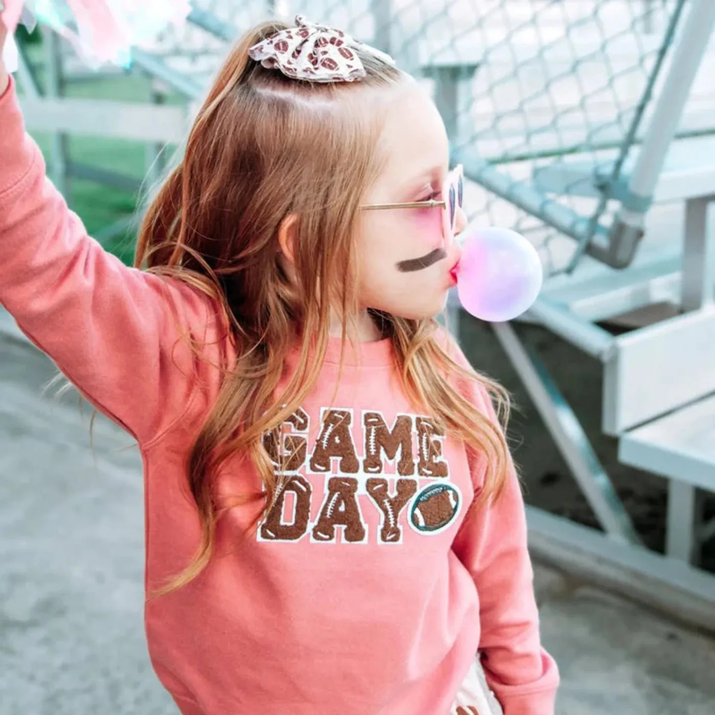 Sweet Wink Girls Dusty Rose GAME DAY Patch L/S Sweatshirt
