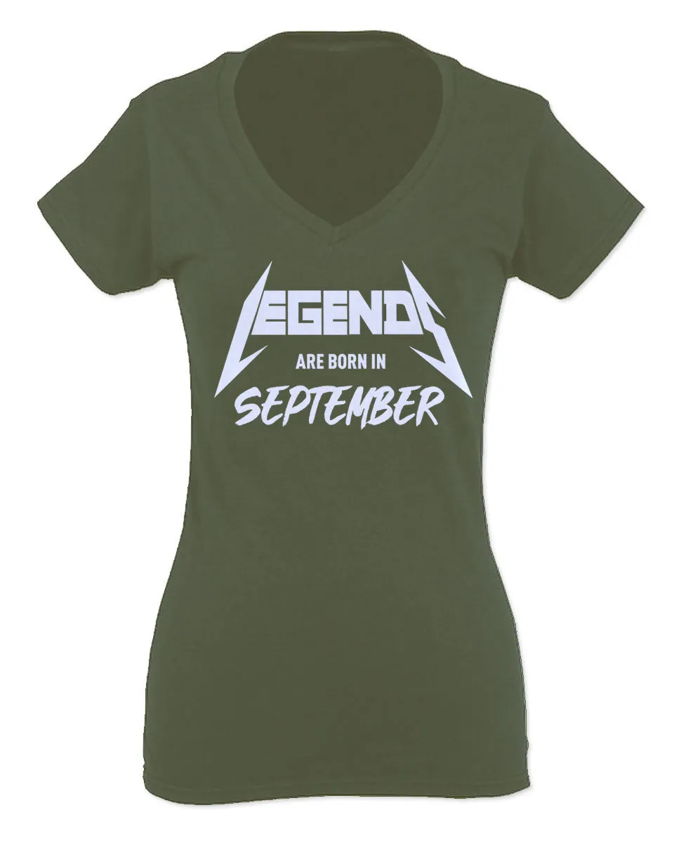 The Best Birthday Gift Legends are Born in September For Women V neck fitted T Shirt