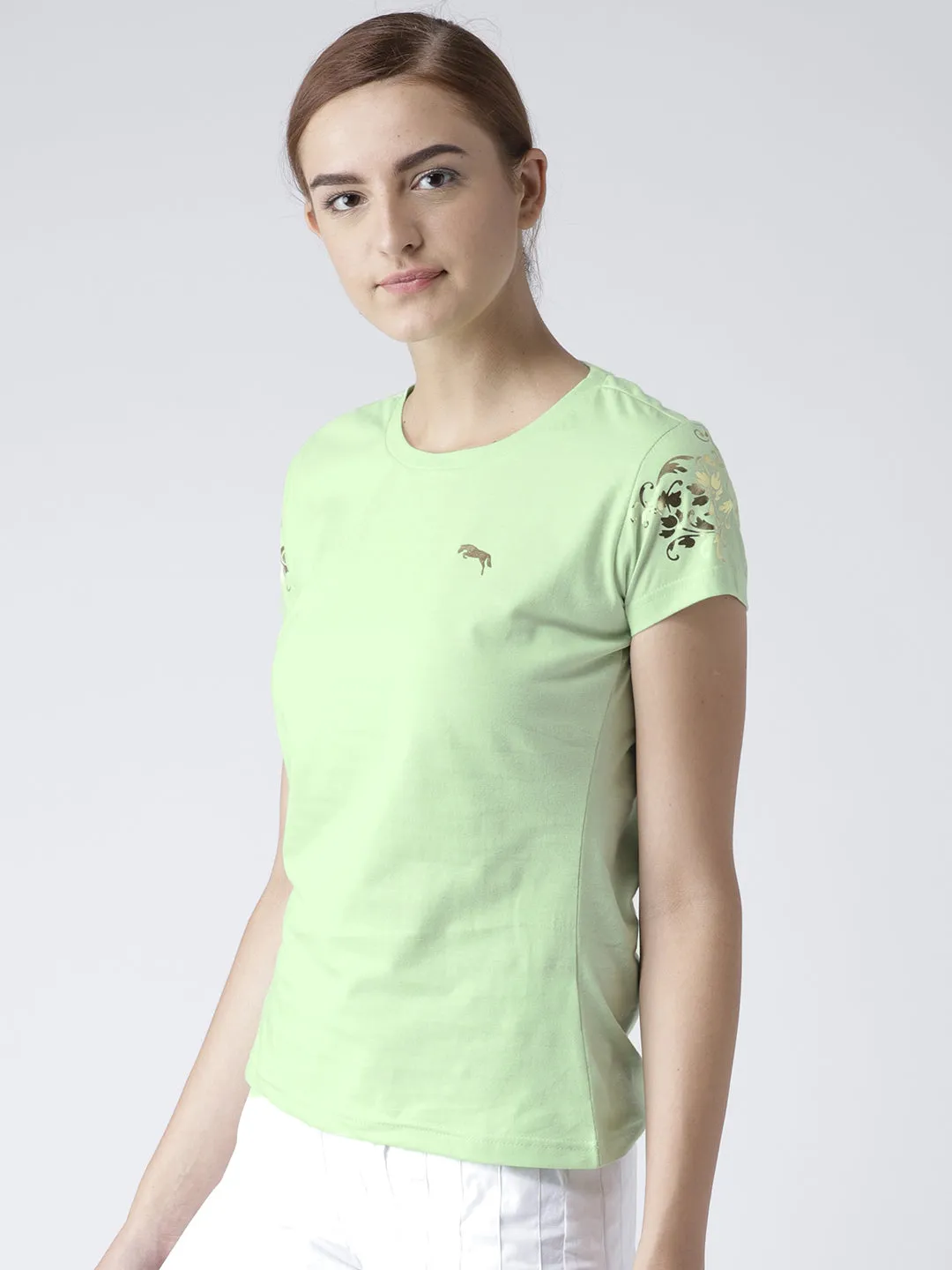 Women Green Casual T-shirt