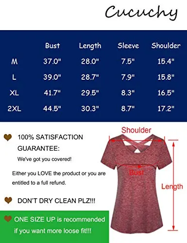 Yoga Outfit Women,Cucuchy Fitness Workout Tops Casual Cool Running Shirt Short Sleeve Breathable Training Exercise Sport Wear Petite Flowy Softball Golf Volleyball Base Layer Active Gym Tshirts Red M