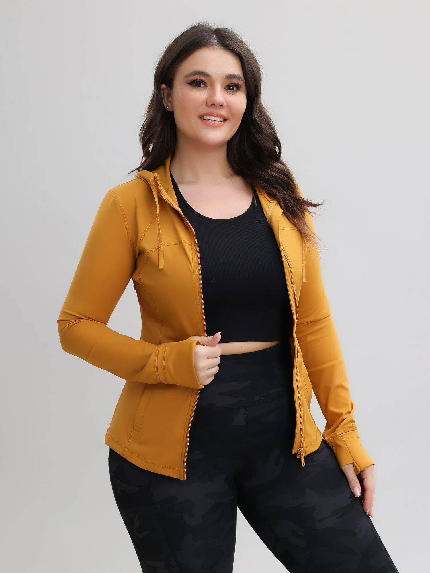 Zip-Up Stretch Sports Hoodie with Pockets