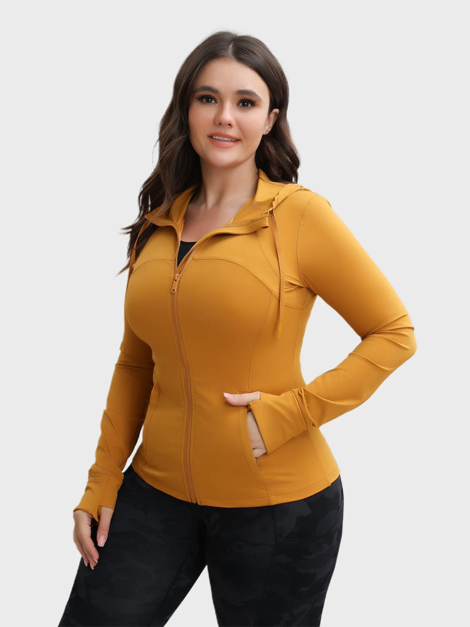 Zip-Up Stretch Sports Hoodie with Pockets