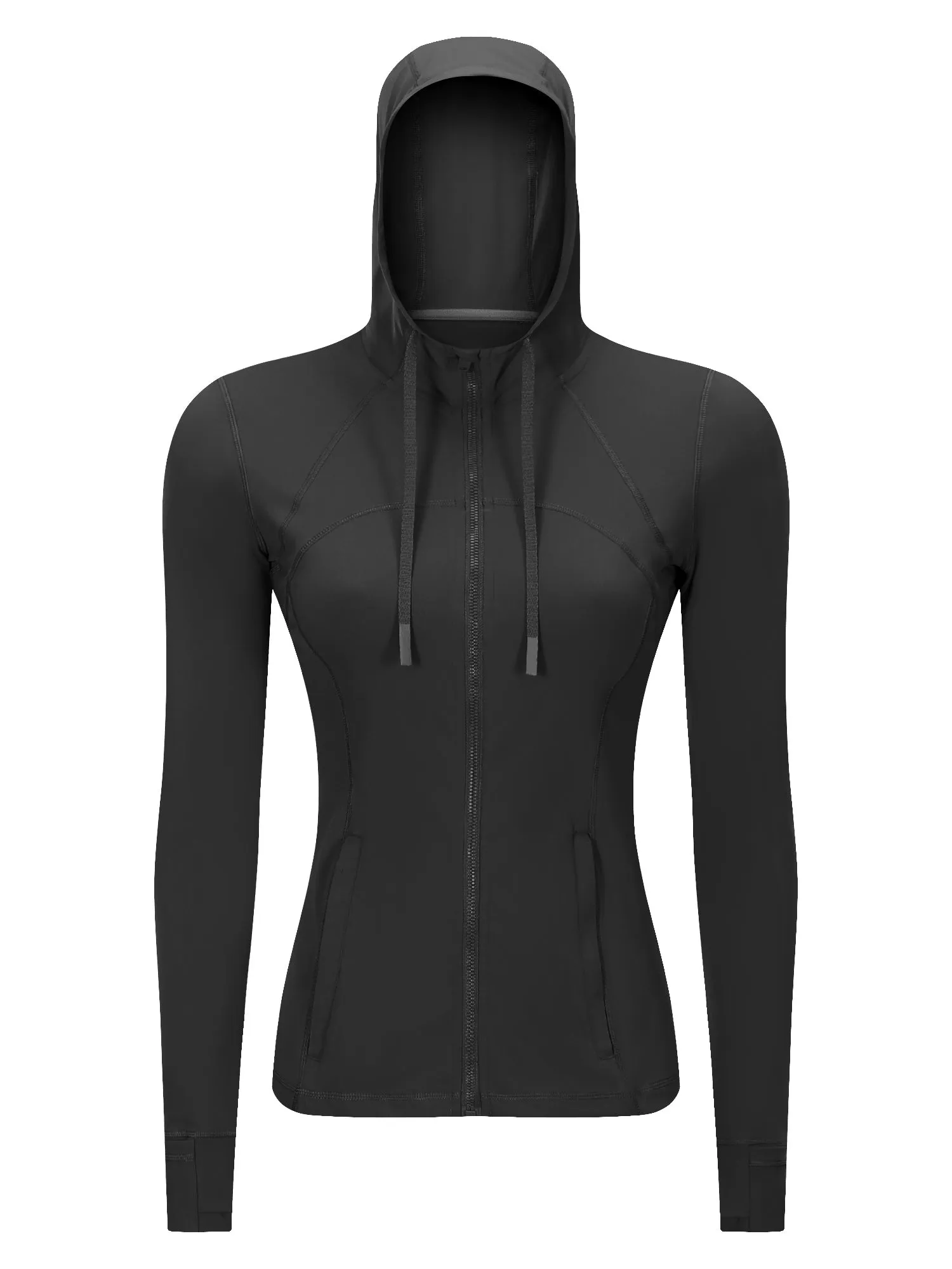 Zip-Up Stretch Sports Hoodie with Pockets