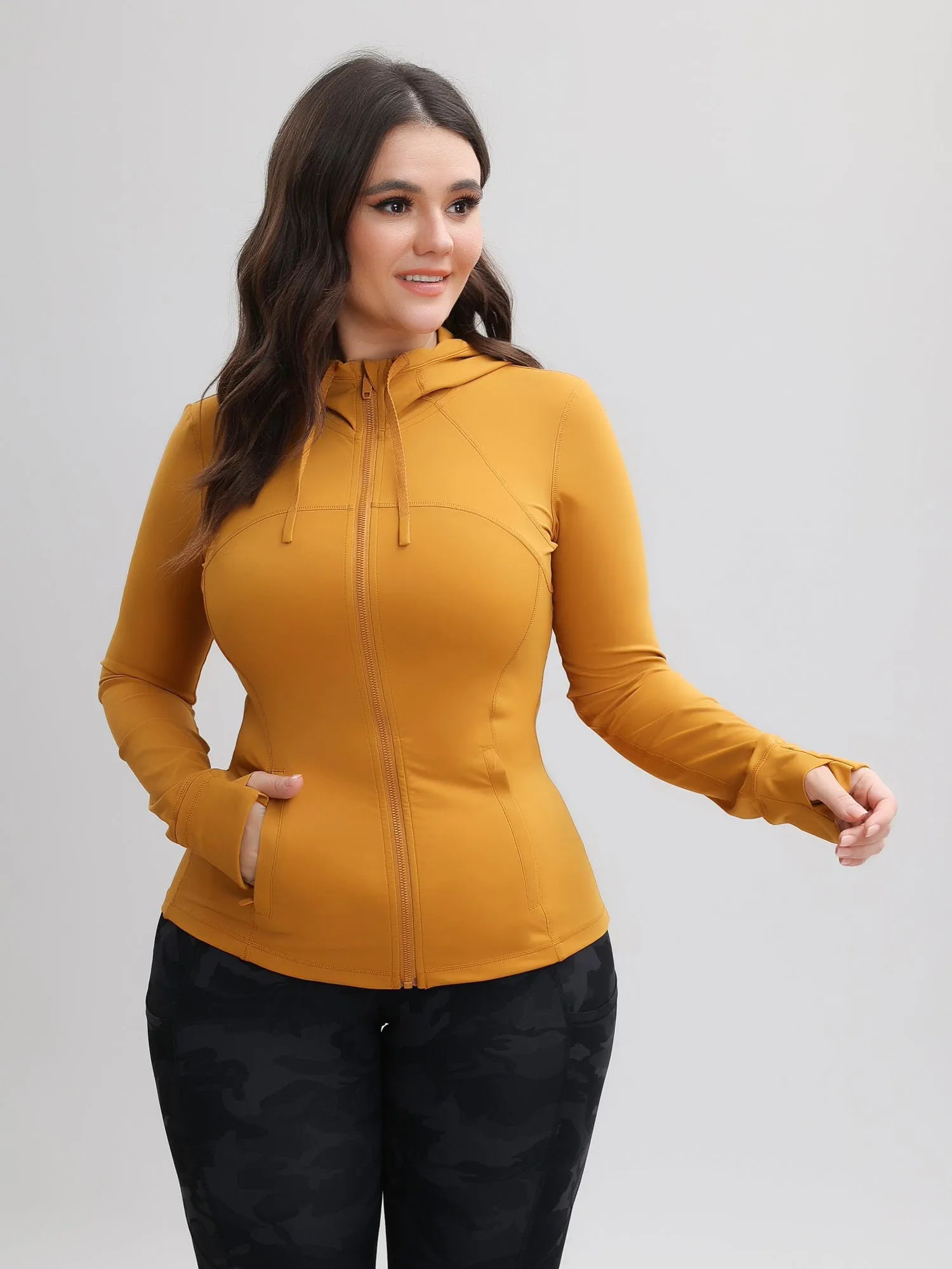 Zip-Up Stretch Sports Hoodie with Pockets