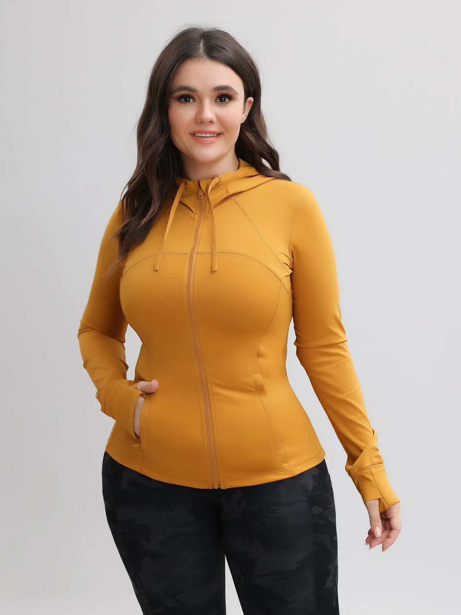 Zip-Up Stretch Sports Hoodie with Pockets